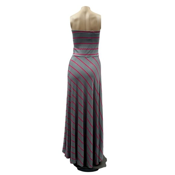Laila Jayde Strapless Long Dress Gray Pink Striped Strapless Maxi For Women M - Picture 5 of 12